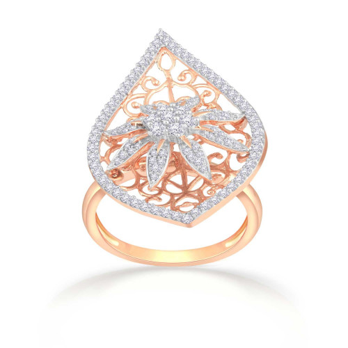 Malabar 18 KT Rose Gold Studded Cocktail Ring 83DZLR1935DZ