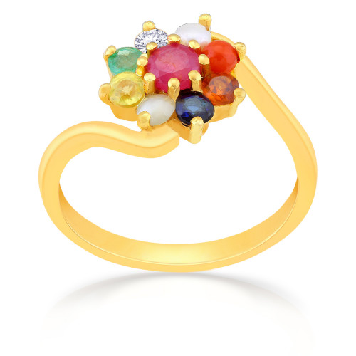 Precia Gemstone Studded Casual Gold Ring AGNGR004