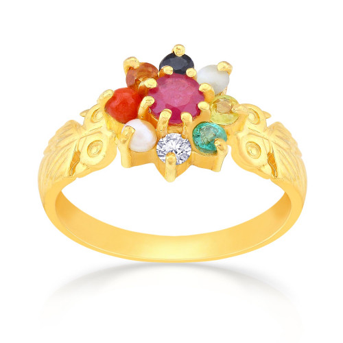 Precia Gemstone Studded Casual Gold Ring AGNGR011