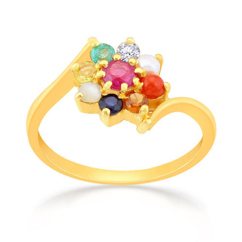 Precia Gemstone Studded Casual Gold Ring AGNGR013