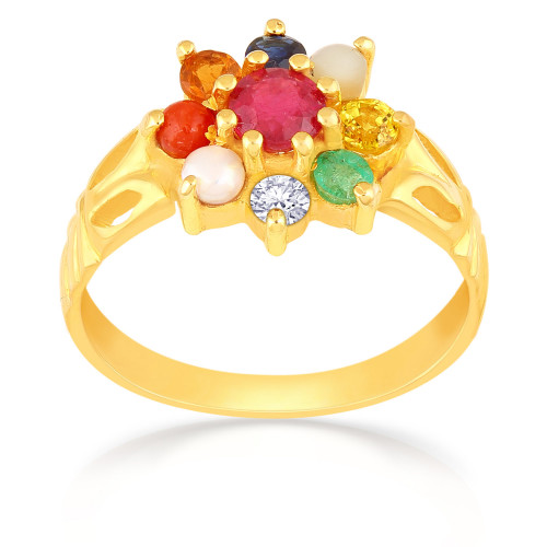 Precia Gemstone Studded Casual Gold Ring AGNGR014