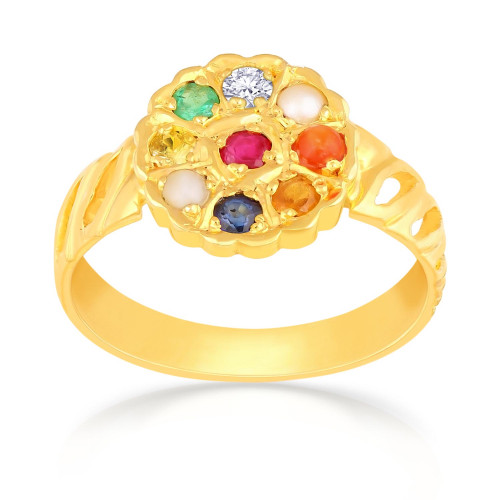 Precia Gemstone Studded Casual Gold Ring AGNGR015