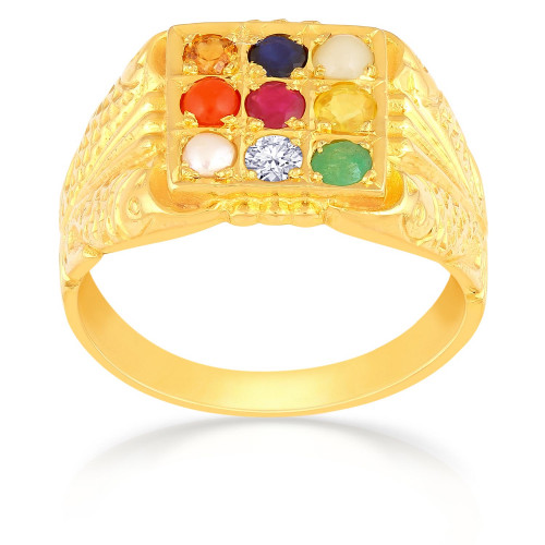 Precia Gemstone Studded For Men Gold Ring AGNGR017
