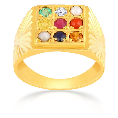 Precia Gemstone Studded For Men Gold Ring AGNGR019