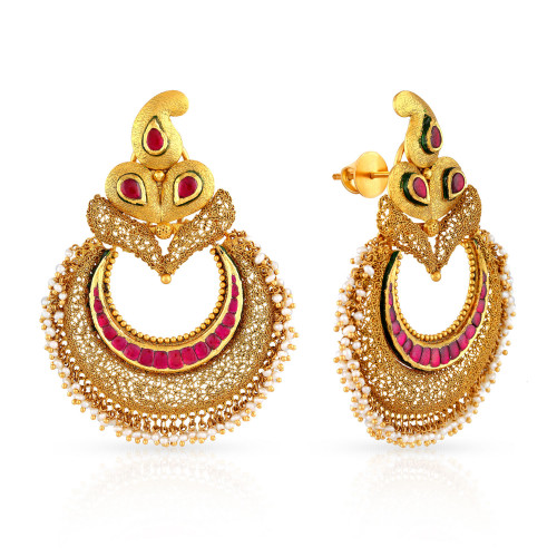 Ethnix 22 KT Gold Studded Chandbali Earring AHDAAAAAAFRD