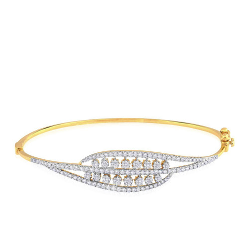 Mine Diamond Studded Oval Gold Bangle AMBG5511076