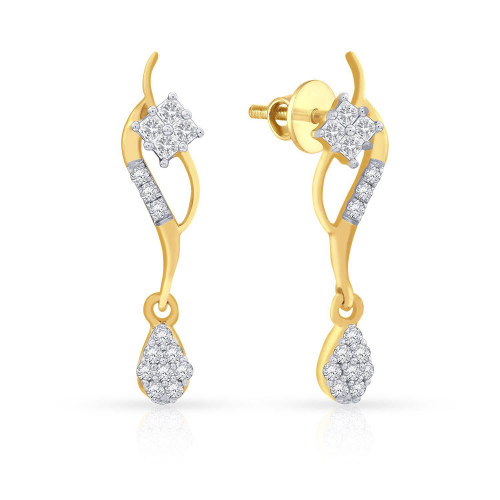 Mine Diamond Studded Drops Gold Earring AME0211564