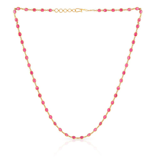 Precia Gemstone Studded Semi Long Gold Necklace ANDAAAAAAPCW