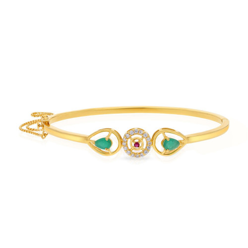 Precia Gemstone Studded Oval Gold Bangle BAPRGNJDOVA002