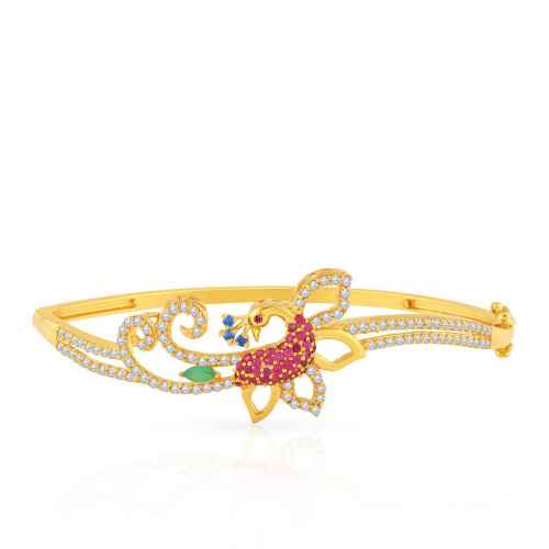 Malabar 22 KT Gold Studded Oval Bangle BRDZHRN029