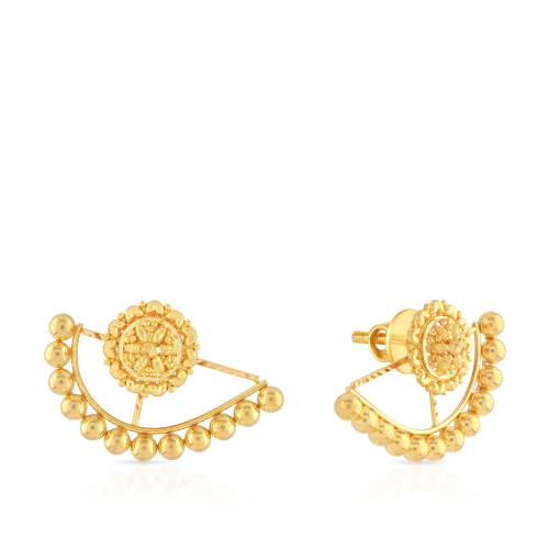 Malabar 22 KT Gold Studded Jacket Earring ERCOVM0172