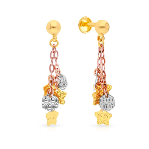 Malabar 22 KT Two Tone Gold Studded Dangle Earring ERNOSA050