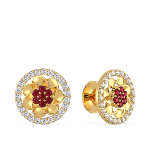 Malabar Gold Red stone Geometric stud