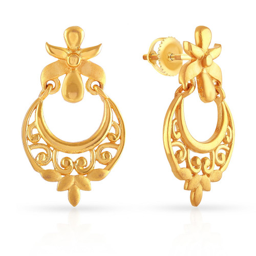 Malabar 22 KT Gold Studded Chandbali Earring ERSKYNO922