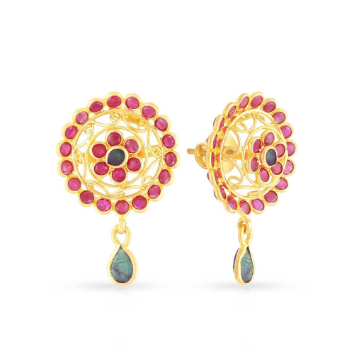 Precia Gemstone Studded Drops Gold Earring ERSNGGM049