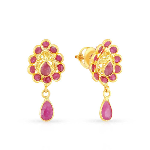 Precia Gemstone Studded Drops Gold Earring ERSNGGM058