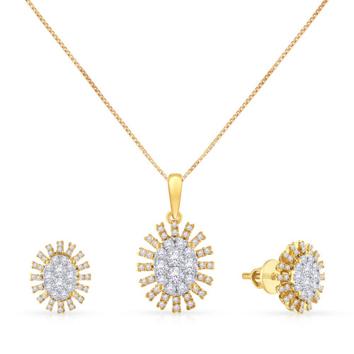 Mine Diamond Studded Casual Gold Pendant Set PSHKPPDF0547IMB