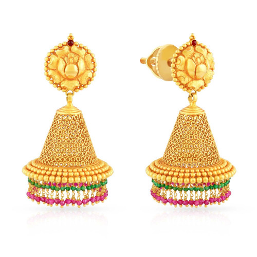 Divine 22 KT Gold Studded Jhumki Earring KLTAAAAACZSA