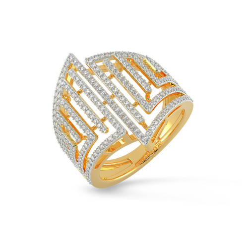 Mine Diamond Studded Cocktail Gold Ring MBRG00770