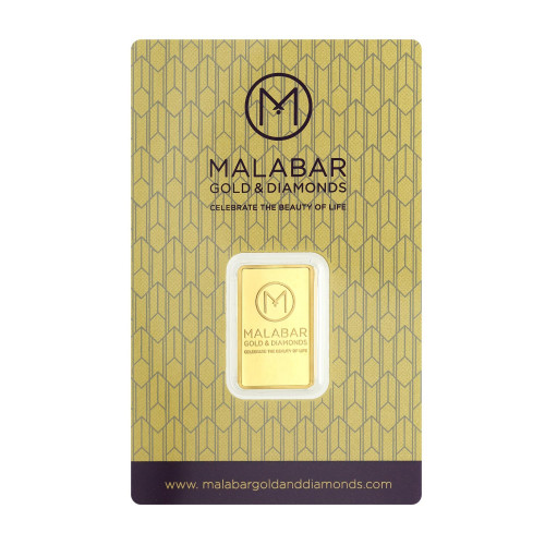 Malabar Gold 24k 999 Purity Fine Gold Certified 10g Rose Bar