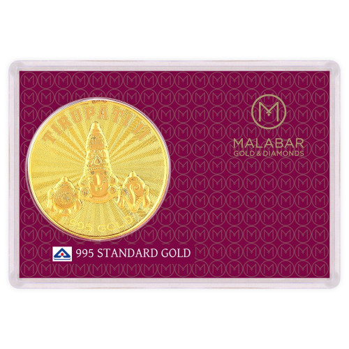 Malabar Gold Designer Coin 995 Purity Tirupati MGTR995D