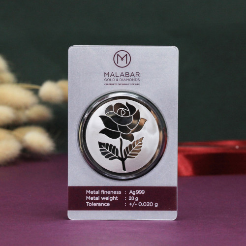 999 Purity 20 Grams Rose Silver Coin MSRSPL999P020G