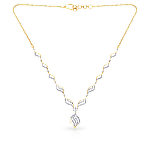 Mine Diamond Studded Semi Long Gold Necklace N652062