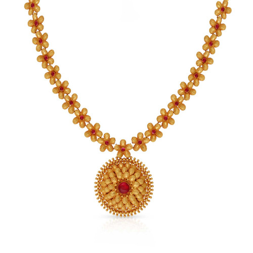 Divine 22 KT Gold Studded Semi Long Necklace NECDPEM007
