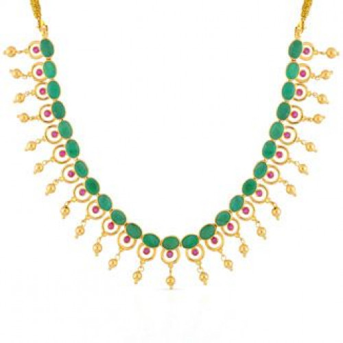 Precia Gemstone Studded Close to Neck Gold Necklace NEPRGNJDSUA009