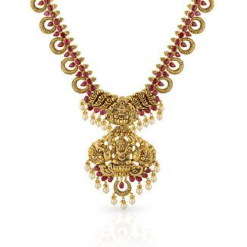 Precia Gemstone Studded Long Gold Necklace NEPRHDCELPA079