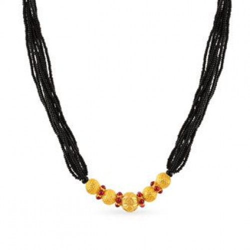 Malabar 22 KT Gold Studded Semi Long Necklace NKPJTH010