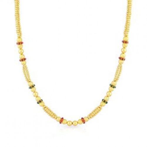 Malabar 22 KT Gold Studded Semi Long Necklace NNKTH035