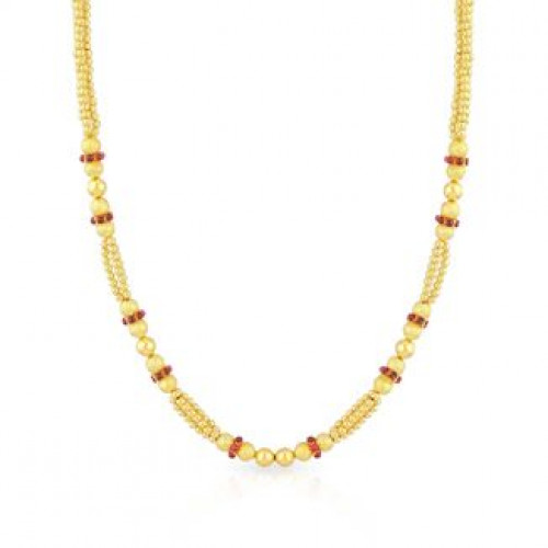 Malabar 22 KT Gold Studded Semi Long Necklace NNKTH038