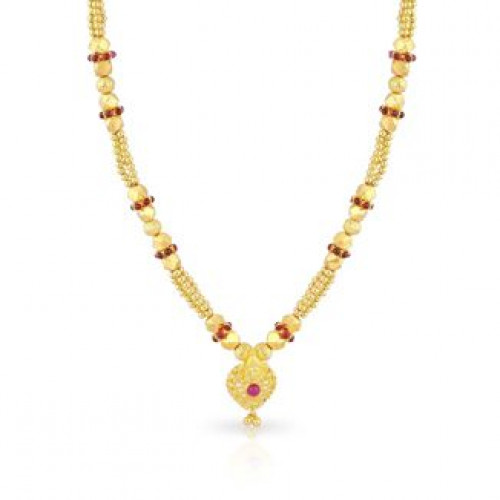Malabar 22 KT Gold Studded Semi Long Necklace NNKTH045