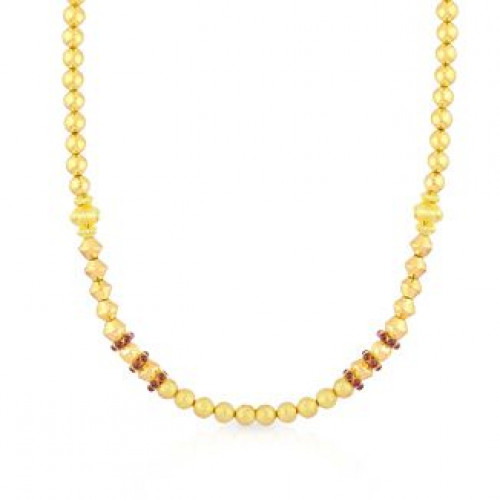 Malabar 22 KT Gold Studded Semi Long Necklace NNKTH046