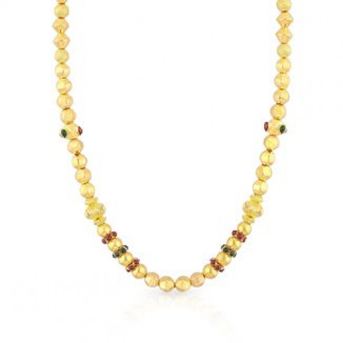 Malabar 22 KT Gold Studded Semi Long Necklace NNKTH048