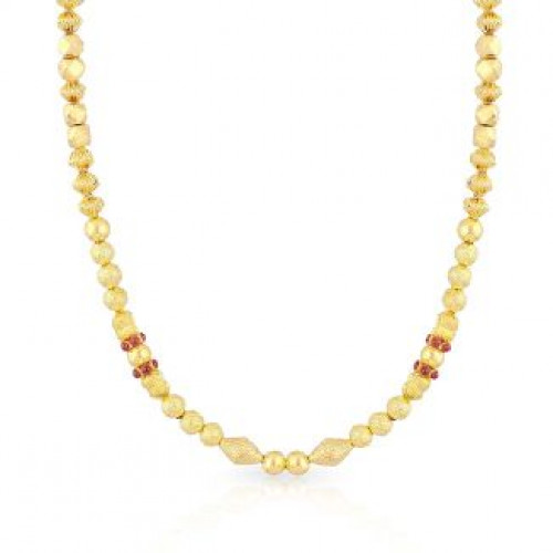 Malabar 22 KT Gold Studded Semi Long Necklace NNKTH049