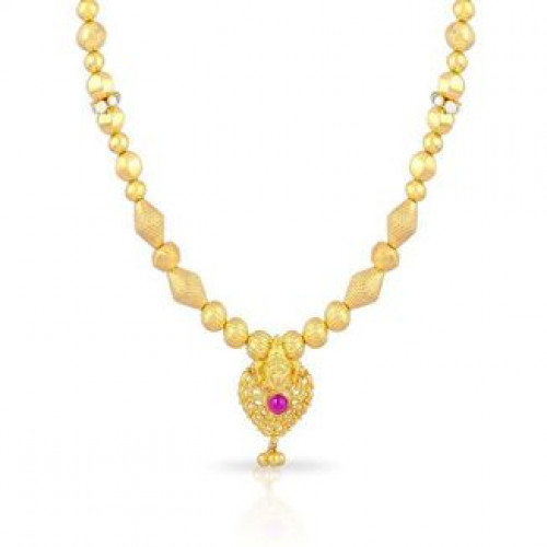 Malabar 22 KT Gold Studded Semi Long Necklace NNKTH051