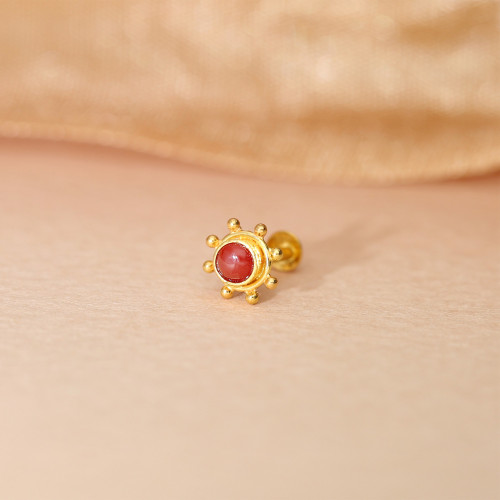 Malabar 22 KT Gold Studded Screw Nosepin NPDSDZ015