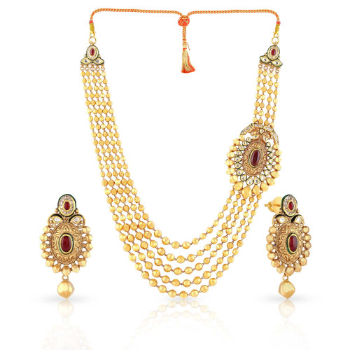 Ethnix 22 KT Gold Studded Long Necklace Set NSAHDAAAAABNKE