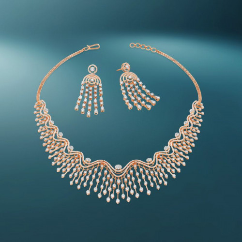 Mine Diamond Studded Close to Neck Gold Necklace Set NSMBNK20159