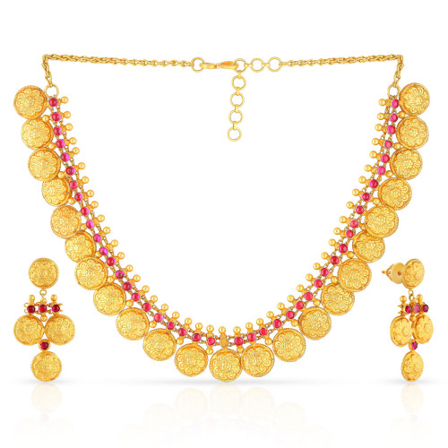 Divine 22 KT Gold Studded  Necklace Set NSMHAAAAAAQEFJ