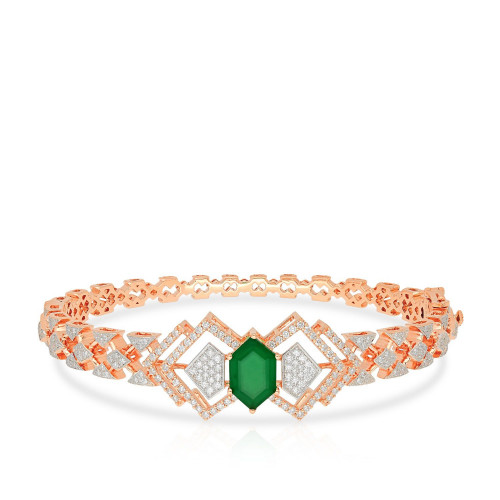 Mine Diamond Studded Oval Gold Bangle OBGEN10882