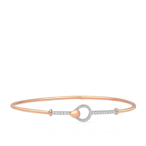 Mine Diamond Studded Oval Gold Bangle OBTND10034