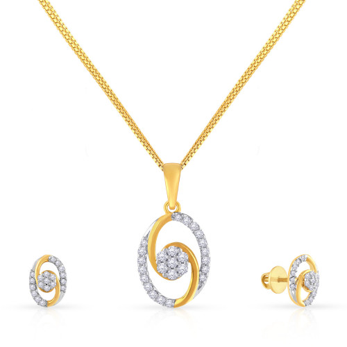 Mine Diamond Studded Casual Gold Pendant Set PSMBPD10011A