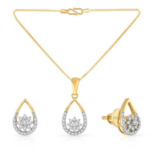 Mine Diamond Studded Casual Gold Pendant Set PSMBPD10018A