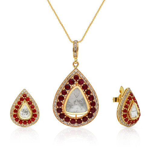 Viraaz Uncut Diamond Pendant Set PSPDFTP40000