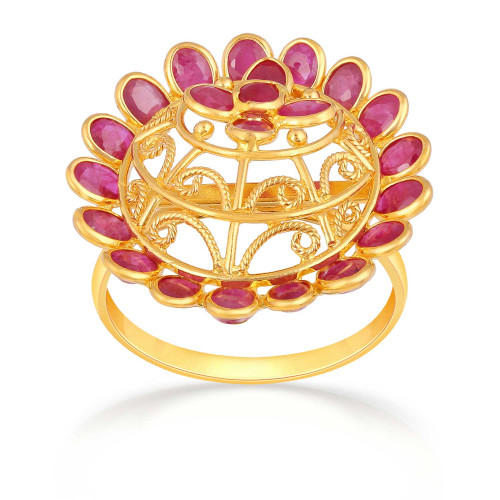 Precia Gemstone Studded Broad Rings Gold Ring RGSNGGM028