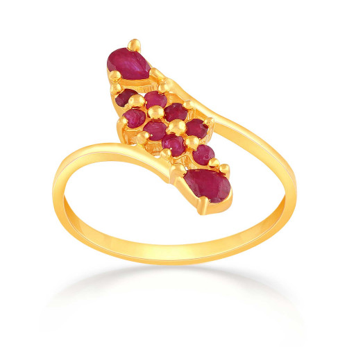 Precia Gemstone Studded Broad Rings Gold Ring RGSNGGM082