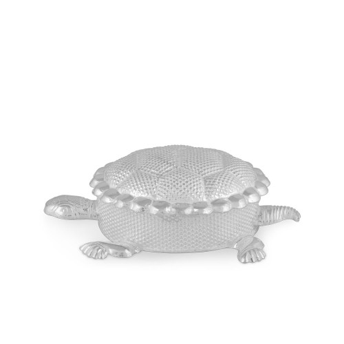 Silver Tortoise Large Haldi Kumkum Box
